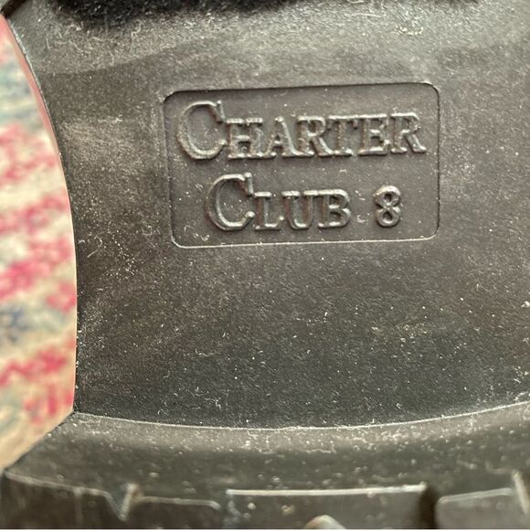 Charter Club Trudy Black Fleece Plastic Rain Boots Sz 8 - Picture 8 of 8